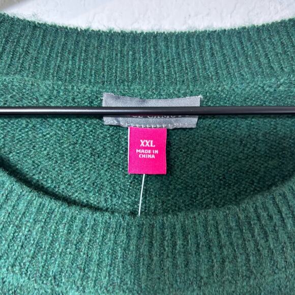 VINCE CAMUTO WOMEN'S HOLIDAY GREEN GOLD PEACE LONG SLEEVE SWEATER SIZE XXL NWT - Picture 5 of 7